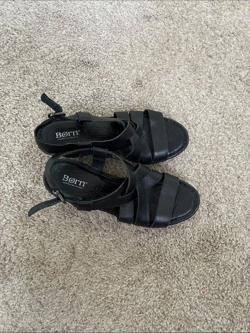 Born Black Strappy Leather Ankle-Strap Sandals